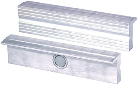Heuer110120 Vice Jaws/Protective Jaws, Rectangular, Plane-Parallel, Integrated Special Magnets, fits 120 mm vice, Material: Aluminium