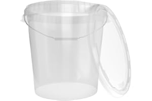 FixedByU Seau avec couvercle - 30 l Fabriqué en Allemagne Convient à un usage alimentaire de conservation stable et hermétique Pour le stockage des aliments, fournitures bureau, chambre Transparent