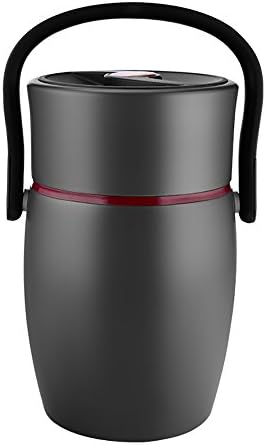 XRXY Antibacterial Stainless Steel Smoldering Pot / Student Office Food Thermal Lunch Box/ 3 Layers Insulation Barrel ( Color : B-Black , Size : 2.2L )