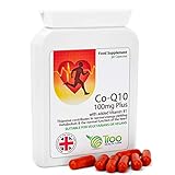 Co-Enzyme Q10 Supplement (CoQ10) - 100 milligrams 90 Vegetarian Capsules - Naturally Fermented Trans Form for High Absorption - UK Made - GMP Quality Assured