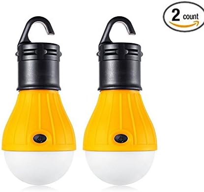 Elikeable LT 2 Pack Outdoor Portable LED Lantern Tent Light Bulb for Camping Hiking Fishing Emergency Light, Battery Powered Camping Equipment Gear Gadgets Lamp for Outdoor &amp; Indoor (Yellow)