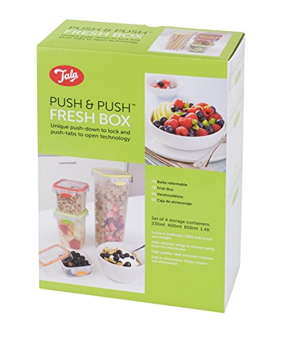 Tala Push und 4 luftdicht Kanister, transparent, 230/400/650 ml, 1,4 l, Set von 8
