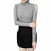 Move&Moving(TM) Women Turtle Neck Cut Out Shoulders Rhinestone Decor Knit Top Shirt