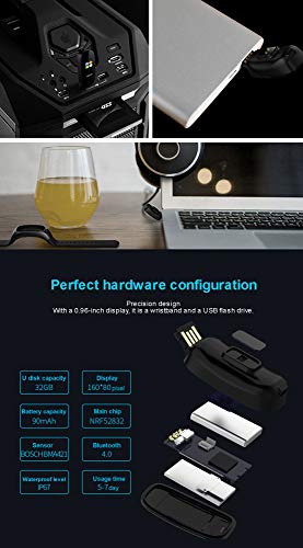 Intelligentes Armband Gesundheits- Und Fitnesserkennung Bluetooth 4.0 Eingebaute 32-GB-Festplatte 90-mAh-Batterie IP67-wasserdicht 0 96-Zoll-Farbdisplay, Blue