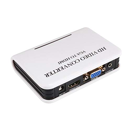 PHILED VGA a HDMI Adaptador con Audio de 3,5mm, VGA a HDMI Convertidor Transmisión de 1080P HDTV y Cable USB para TV, Computadora, Proyector, Computadora Portátil, DVD, AV(Blanco)