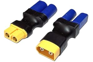 VUNIVERSUM Set di 2 adattatori Premium XT60 a EC5 maschio, femmina, cavo ad alta corrente, spina dorata, cavo adattatore per batteria Lipo 60A