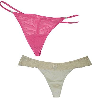 (Pack of 2) femmes Sexy stretch taille basse Culotte Brève Thong XL/16 rose &amp; Beige