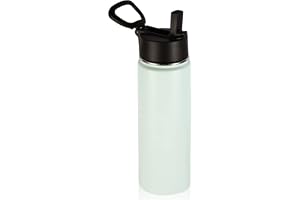 Volhoply 660ml isolerad vattenflaska med halmskydd, sportvattenflaska i rostfritt stål med handtag, vattenisolerad kopp med b