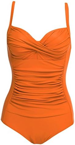 Keelied Women's Vintage 50s One Piece Swimsuit Swimwear Monokini Padded Ruched Bathing Suit Swimming Costume