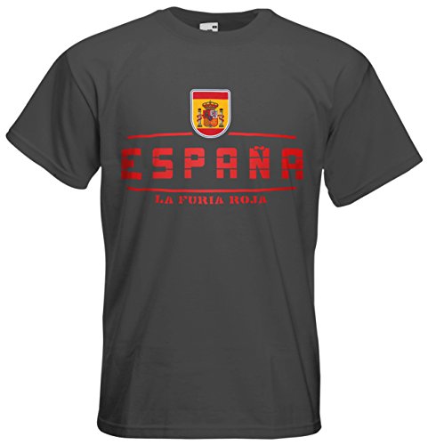Spanien Espana EM 2016 Fanshirt T-Shirt Trikot (Graphit, L)