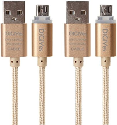 DiGiYes LED Light Up Micro USB Cable 1M/3Ft Nylon Braided Tangle-Free Sync Charging &amp; Transmit Data Cord for Android, Samsung, HTC, Nokia, Sony and More Devices with Micro Interface (2 Pack)