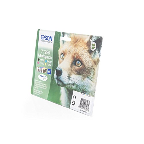 Original Tinte passend für Epson Stylus Office BX 305 F Epson T1285 C13T12854010 - 4x Premium Drucker-Patrone - Schwarz, Cyan, Magenta, Gelb - 1 x 5,90 ml & 3 x 3, ml