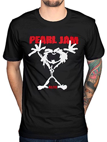 Camiseta oficial Pearl Jam Stickman del disco Backspacer, Lightning Bolt, para hombre, de manga corta negro negro xx-large