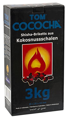 Tom Cococha blau 3kg Schrift Naturkohle Shishakohle kleine Würfel
