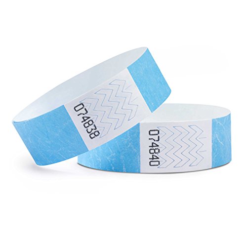 linie zwo®, Pack de 100 Pulseras de Seguridad Tyvek® 19 mm, Azul bebé