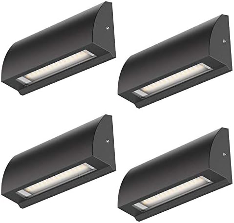 ledscom.de4 LED Wall Light/Staircase Light SEGIN for Outdoors, IP54, Flat, Downlight, Black matt, Angular, 3.8 W, 265lm, Warm White