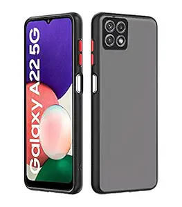 Pikkme Samsung Galaxy F42 5G / A22 5G Smoke Cover Protective Shockproof Matte Hard Back Case Cover for Samsung Galaxy F42 5G / A22 5G (Black)