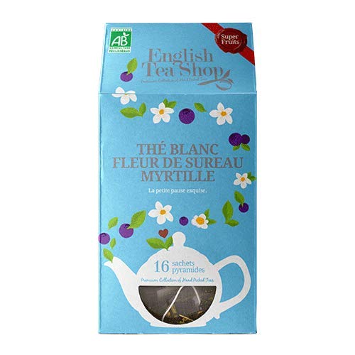 English Tea Shop Thé Blanc Fleur de Sureau Myrtille Bio 16 Sachets Pyramides 32 g