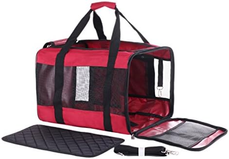 Pet Dog Carrier Fabric Crate With Mat and Food Bag Chihuahua Tote Vet Handbag 43*29*26 cm
