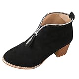 ★ Modestil: Mit Obermaterial aus Wildleder und Reißverschlüssen auf jeder Seite (der Reißverschluss am Reißverschluss erleichtert das An- und Ausziehen, der äußere an der Verzierung). Dieser Bootie ist stylisch und bequem.