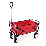 RAMROXX - Faltbarer Handwagen / Bollerwagen - Mit herausnehmbarer Tasche - ROT
