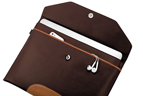 SILEO® 14-14,1 Zoll Premium Laptophülle THEO für Macbook Pro Air Dell XPS uvm. – Echtleder mit lebenslanger Garantie – Sleeve Case Hülle in Dunkelbraun & Hellbraun - 4