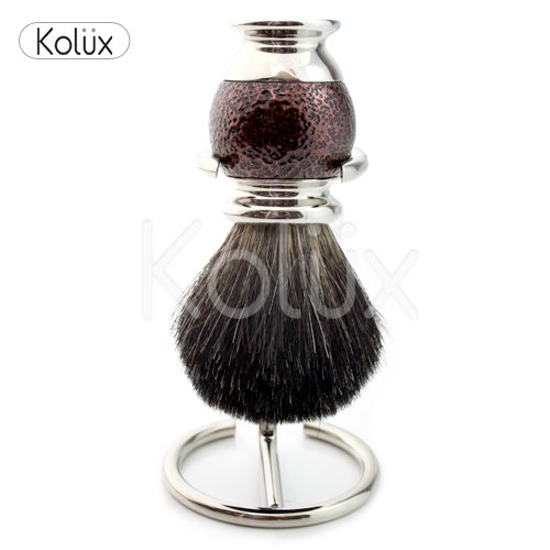 Men's Shaving Pure Black Badger Hair Shaving Brush,+ Free Brush Holder Brown Antique style Texture