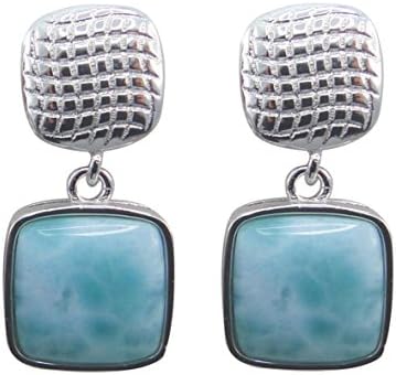 Created Blue Larimar 925 Sterling silver Fashion Earring