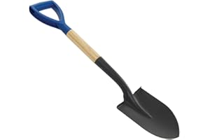 Spitzer Mini Rundspaten 700 mm Profi Garten Schippe mit D-Griff und Holzgriff Spaten