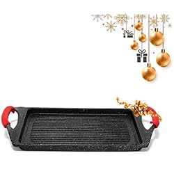 Jonas - Plancha Grill Revêtement Pierre sans PFOA Anti-adhérent - Dimensions : 34x26x2,2 cm - Compatible Tous Feux Plancha Induction 100% - Cuisson sans Matière Grasse - Manches silicones Amovibles