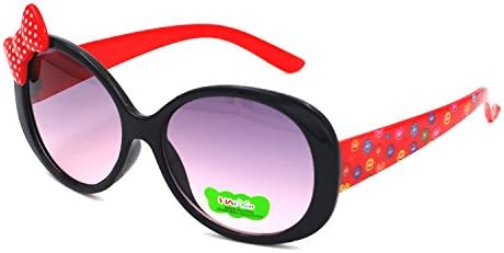 Xinmade Butterfly Various Kids UV400 Sunglasses for Boys and Girls Age 3-10 ( Black Red)