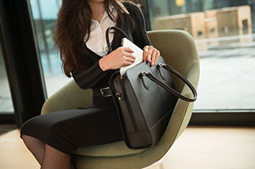 Su B 15 6 Zoll Laptoptasche Fuer Damen   Spaltleder   Professionelle Designer Aktentasche  Handtasche  Schultertasche   Schwarz