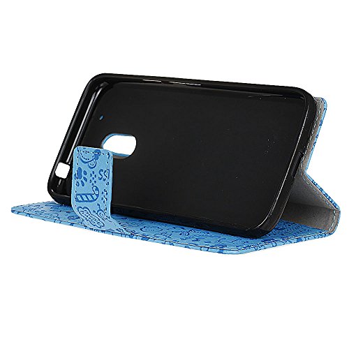 Handyhülle für Motorola Moto G4 Play,QUENJOY® Cartoon Textur Leder Tasche Smart Cover Flip Case Beschützer Haut Schutzhülle Hüllen für Lenovo/Motorola Moto G4 Play SM4386AE7L1,SM4386AD1L1 Smart Phone,Blau 02 - 4