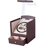 Uhrenbeweger Fur Automatikuhren Uhr Display Stand Double Automatic Watch Winder Box Aufbewahrungskoffer Für 2 Armbanduhren Staubdicht,A-Brown