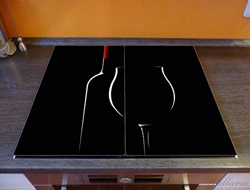 Wallario Herdabdeckplatte / Spritzschutz aus Glas, 2-teilig, 60x52cm, für Ceran- und Induktionsherde, Rotwein bei Nacht - 2