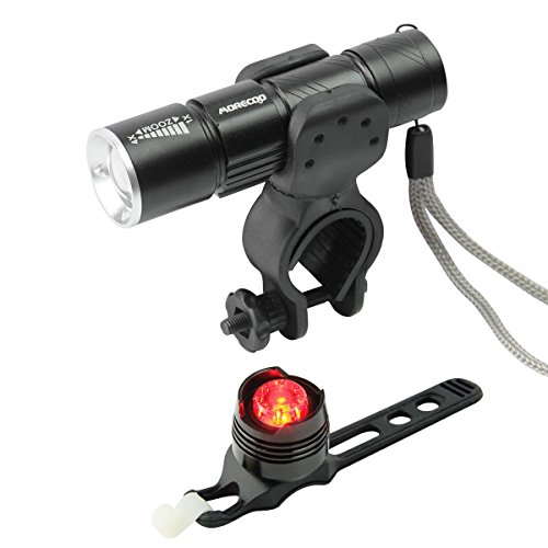 LED Fahrradbeleuchtung Mini-Taschenlampe, MORECOO Fahrradlampe mit Fahrradhalter und Rücklicht, CREE Taschenlampe mit USB Wiederaufladbare für Berg-Radfahren, Camping und täglichen Gebrauch usw. [3 Licht-Modi] (Schwarz)