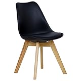 WOLTU 1 X Chaise Salle à Manger Chaise de Cuisine en Similicuir + Plastique + Bois,Noir BH29sz-1