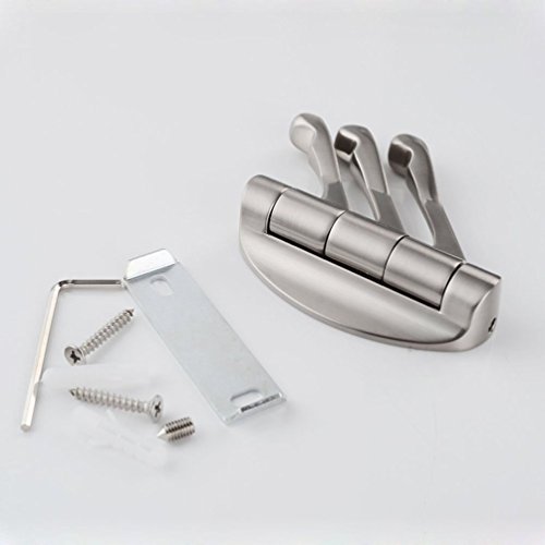 Bellabrunnen Garderobe mit 3 beweglichen Haken für Küche und Bad Wandhaken Geschirrtuchhalter Handtuchhaken,Nickel gebürstet - 3