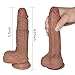 Produktbild JLETAO 20.5 cm lang Ø3.7 cm Pure Zwei-Layer-Silikon Dildo Soft Outside und Firm Inside Penis mit starken Saugnapf Real Dong Penis Nachbildung,Brown