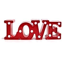 TOOGOO(R) Regalo romantico Lampara LEDs 11 blanco calido 11.81 pulgadas LOVE Luces de noche de bateria para Decoracion de dormitorio San Valentin boda -Rojo