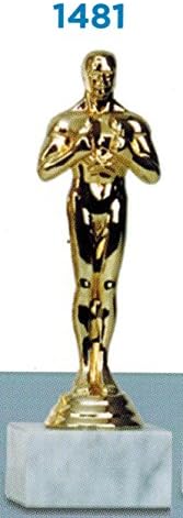 Trophy premiazioni Prize Oscar Color Gold – H 24 cm – Finished – Marble Base Figurine Subject Plastic Made in Italy – Gift Idea