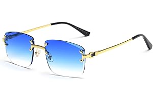 kachawoo Lunettes de soleil sans monture, carrées, couleur progressive, style rétro vintage