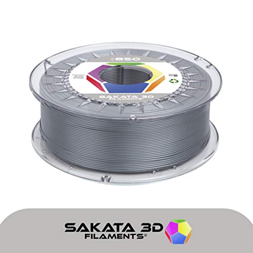 SAKATA 3D - 1Kg de Filamento PLA3D850 1.75MM, Ingeo Biopolymer 3D850 para impresoras y pluma 3D. Fabricado en España(Plata)