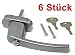 Produktbild Carparts-Online 27889_6 Sicherheits Fenstergriff Griffe abschließbar aus Metall silber 6 Stück