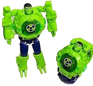 Besterbuy Iron Man Robot Toy Convertible Digital Wrist Watch for Kids Deformation Watch Light Glow in Dark | for Boys Girls Good Birthday Return Gift Green Color