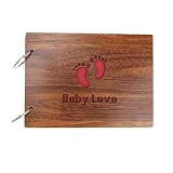 Baby Love DIY Holz Fotoalbum Bilderrahmen Spiralalbum Kreative Memorial Notizbuch Gästebuch für Hochzeit Baby Reise 8 Zoll 30 Blätter