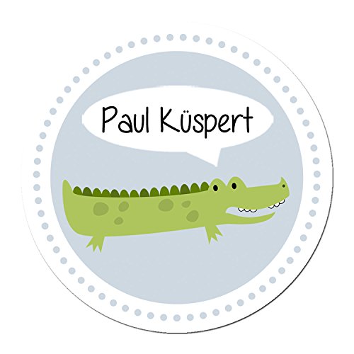 24 individuelle Aufkleber für Kinder - Motiv: Krokodil - personalisierte Sticker - Schule Einschulung