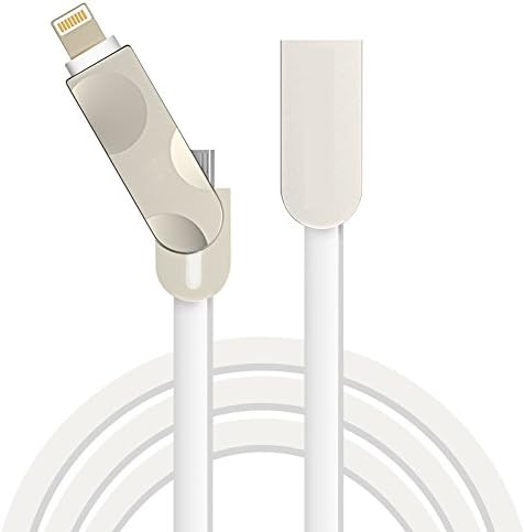 2 in 1 Lightning and Micro USB Cable，Ctbd 2 M/6.6 ft Charging Cable Cord for iPhone, iPad /iPod and Samsung,HTC,Nexus,Huawei,Nokia, Sony &amp; more (White)