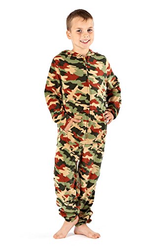 160gsm muchachos ocultados plano camo beige suave y verde micro polar con capucha mono salón traje pyjammas talla edad 13