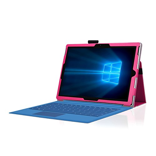 Microsoft Surface Pro 4 Cover Tasche mit praktischer Stand Funktion Case aus robustem Kunstleder und zusätzlicher Displayschutz Folie kombiniert Schutz und Design für Ihr Microsoft Surface Pro 4 Hülle Case in Pink von UC Express® - 2